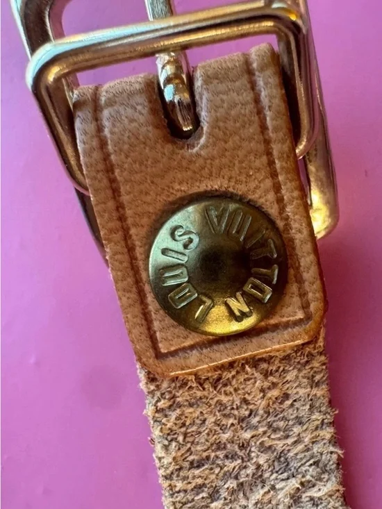 LOUIS VUITTON Vachetta Leather Luggage Tag With LV Lock And Key Set #322 - Picture 7 of 12